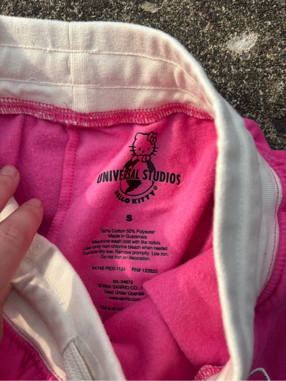 Hello Kitty Hot Pink Joggers with White Trim - Picture 2 of 2